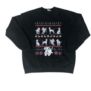 VTG Gildan Heavy Weight Fleece Lined Dalmatian Christmas Sweatshirt Santa Dog